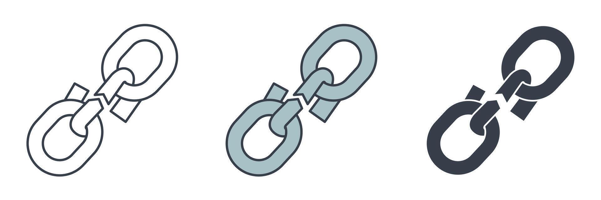 Broken Chain icon symbol logo illustration isolated on white background vector
