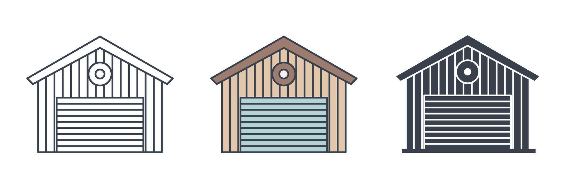 Garage building icon symbol illustration isolated on white background vector