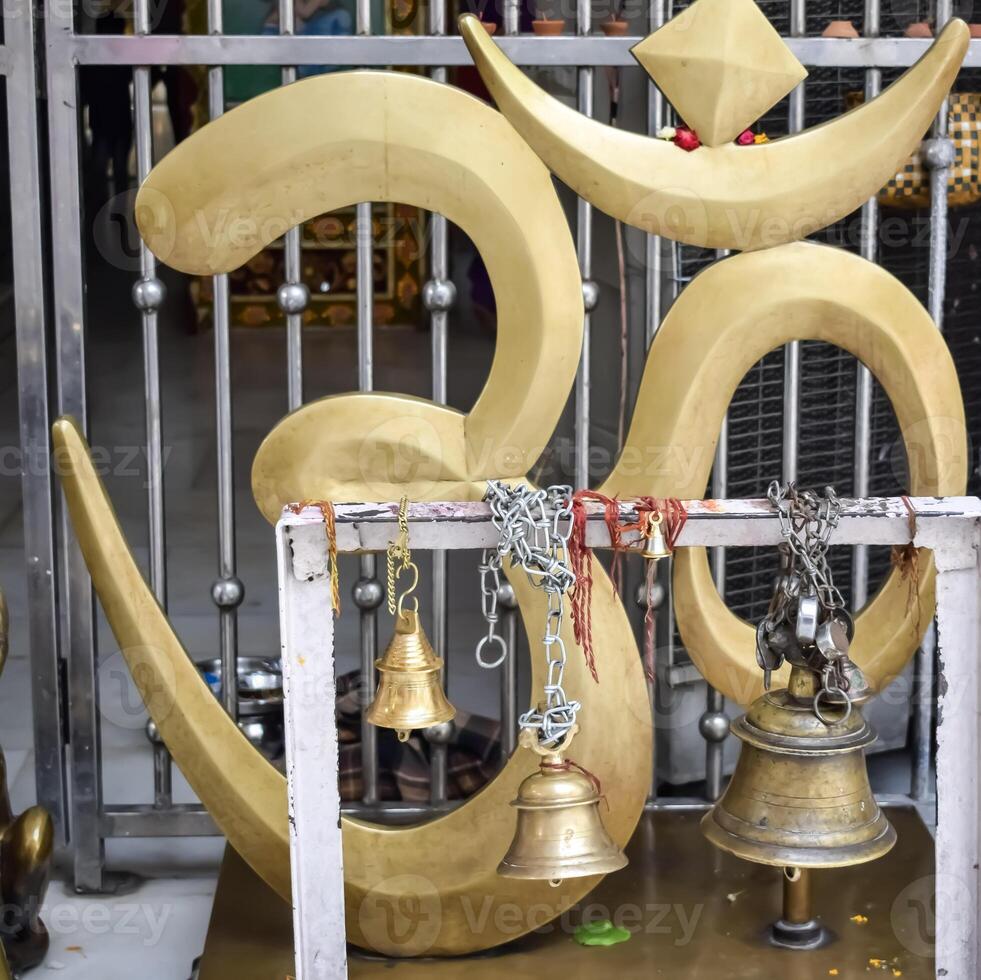 Big symbol of OM near Delhi International airport, Delhi, India, Om big symbol inside temple at main highway Mahipalpur, Delhi photo