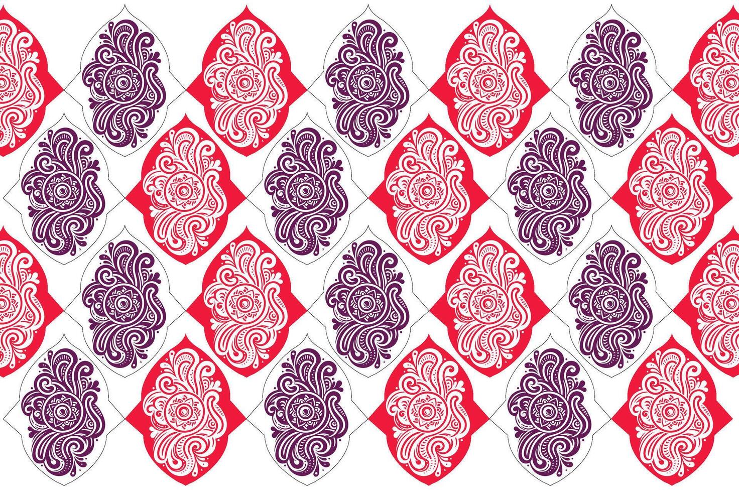 Detailed Floral Motif Ornamental Pattern with Geometric Shapes and Elegant Line Designs for Premium Fabric and Craft Applications vector