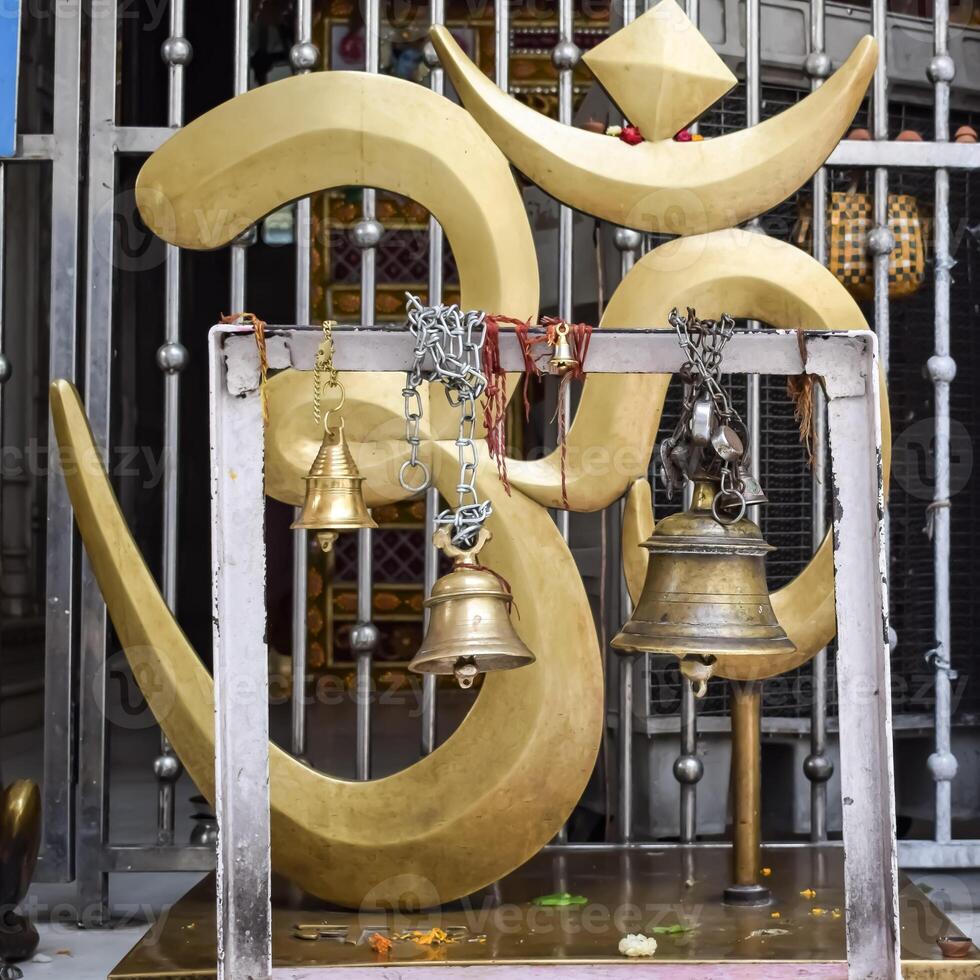 Big symbol of OM near Delhi International airport, Delhi, India, Om big symbol inside temple at main highway Mahipalpur, Delhi photo