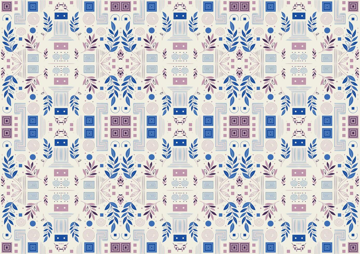 Contemporary Floral Seamless Pattern with Geometric Ethnic and Line Ornament Design for Fabric and Craft Products vector