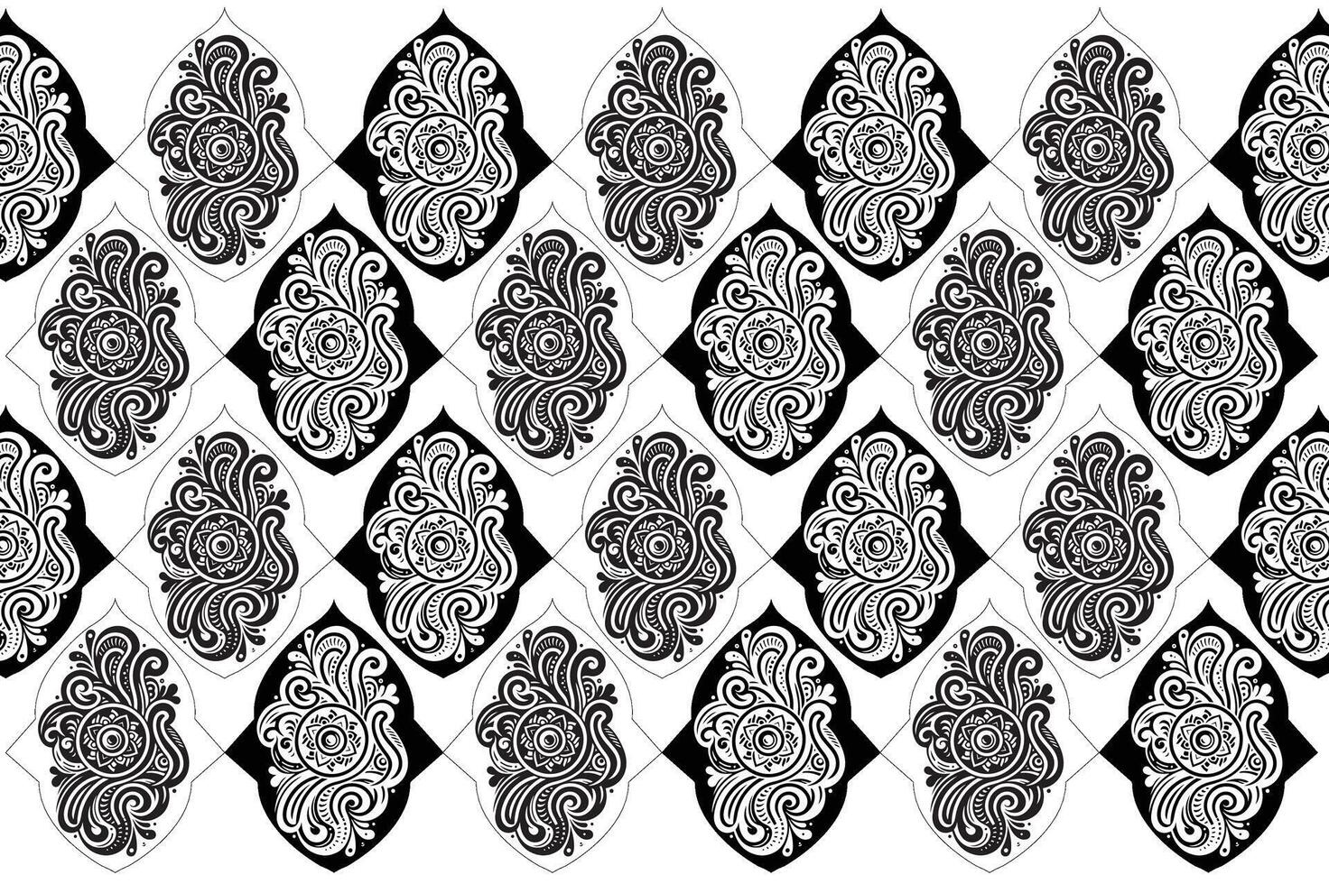 Ornamental Floral Motif Pattern with Geometric and Decorative Elements for Fabric Design, Home Decoration, and Craft Projects vector