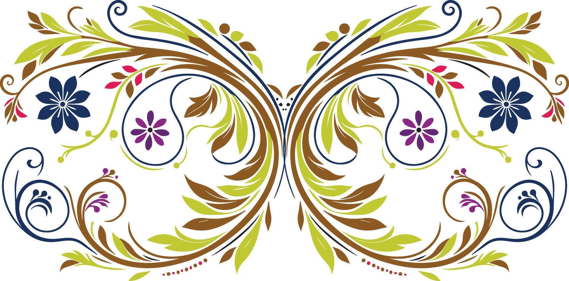 Ornate Floral Vine Pattern Design with Detailed Botanical Illustrations for High-Quality Fabrics, Elegant Wallpapers, and Stylish Home Accents vector