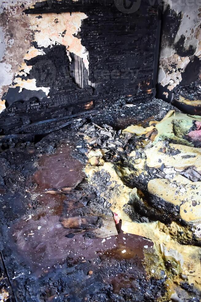 Fire breakout at childcare hospital at mid night when oxygen cylinder blasts in East Delhi, India, Fire at hospital where entire hospital destroyed photo