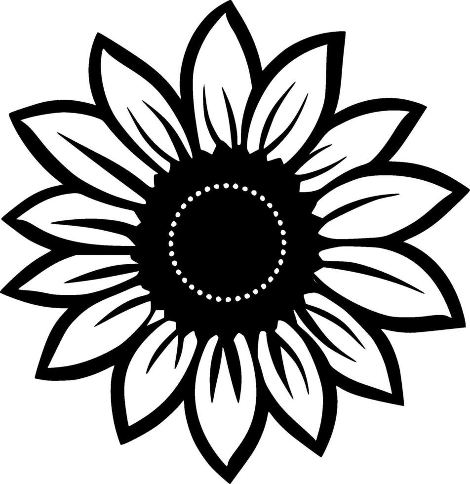 Sunflower - Black and White Isolated Icon - illustration vector