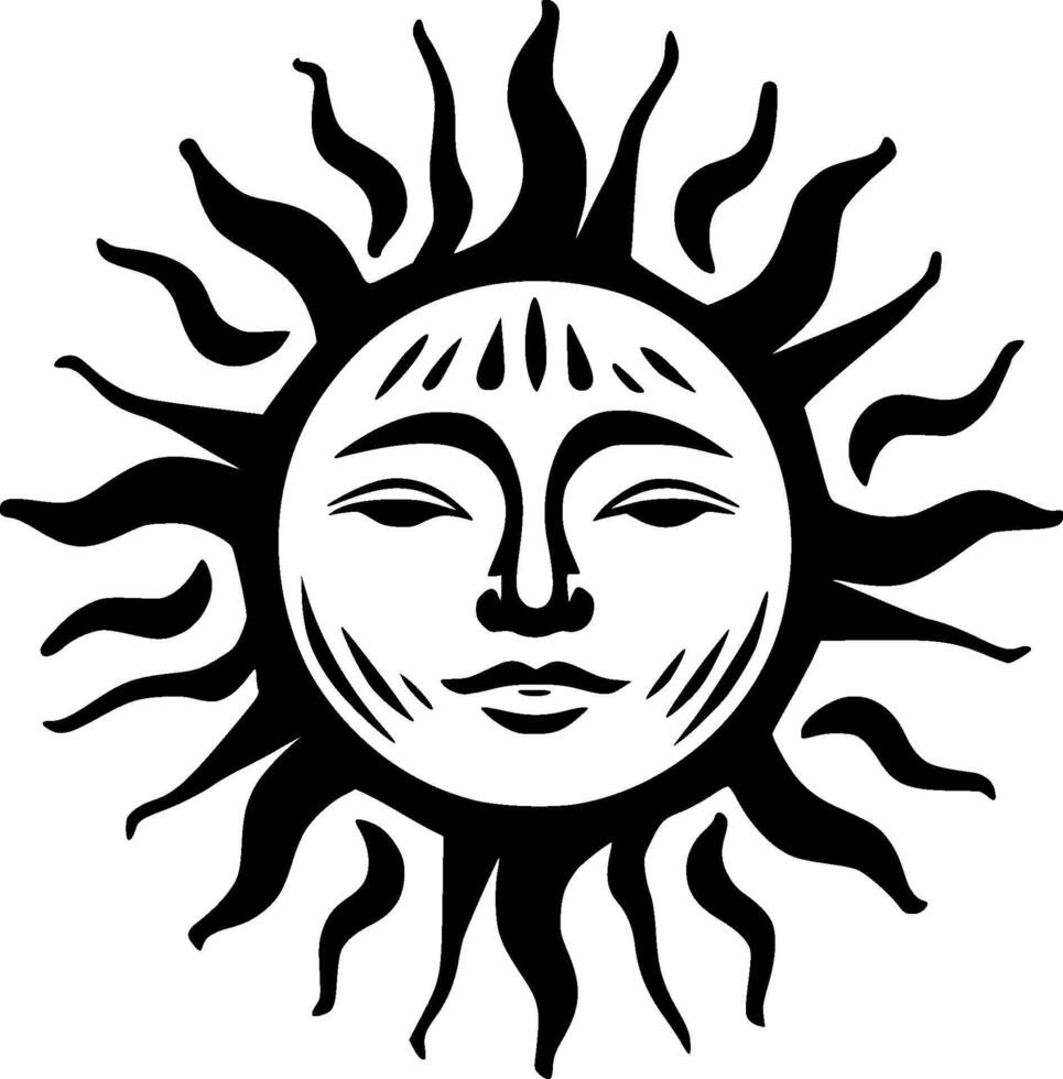 Sun - Black and White Isolated Icon - illustration vector