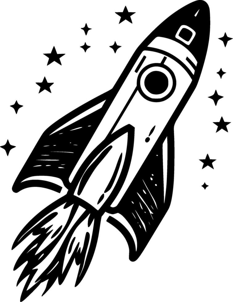 Rocket, Minimalist and Simple Silhouette - illustration vector
