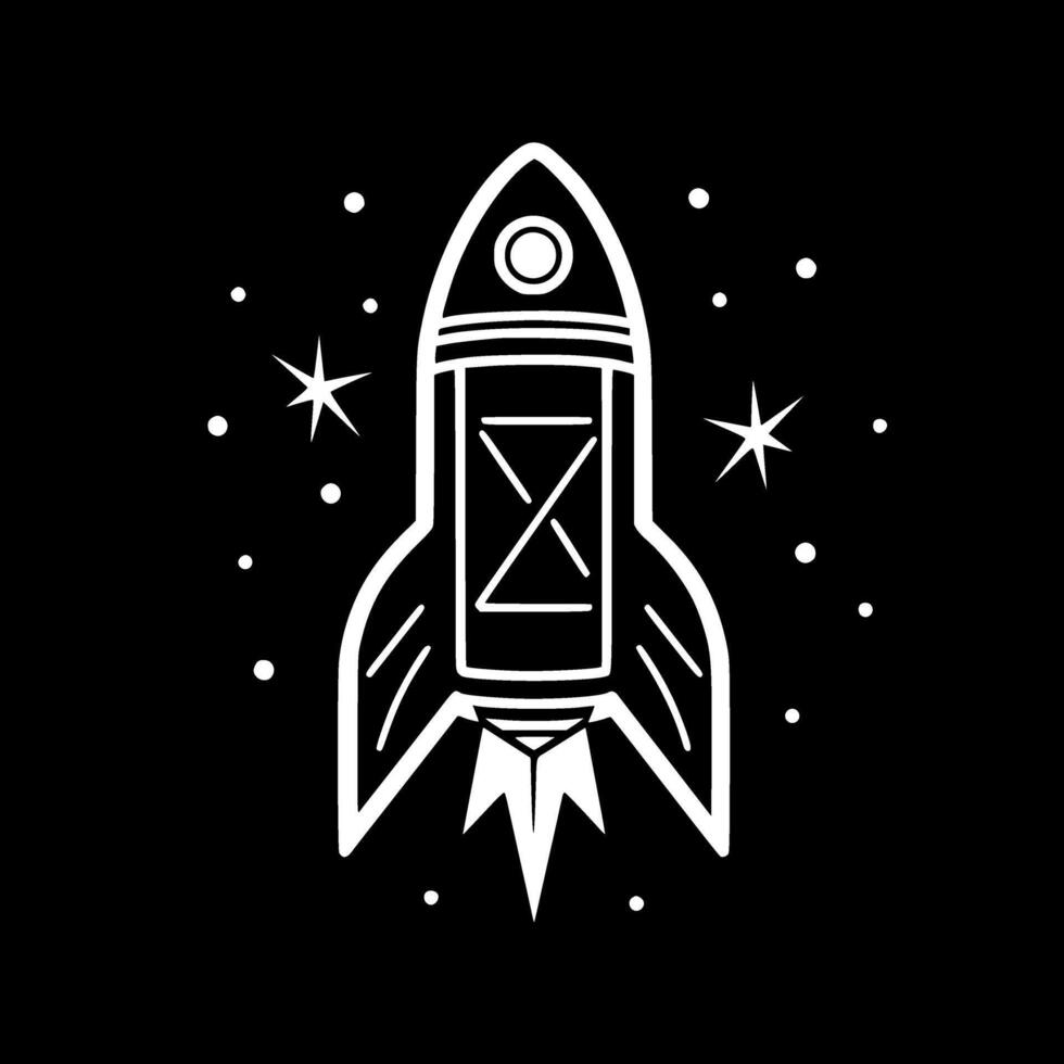 Rocket - Black and White Isolated Icon - illustration vector