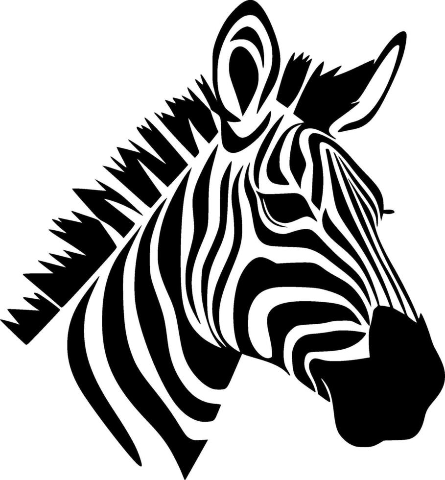 Zebra - Black and White Isolated Icon - illustration vector