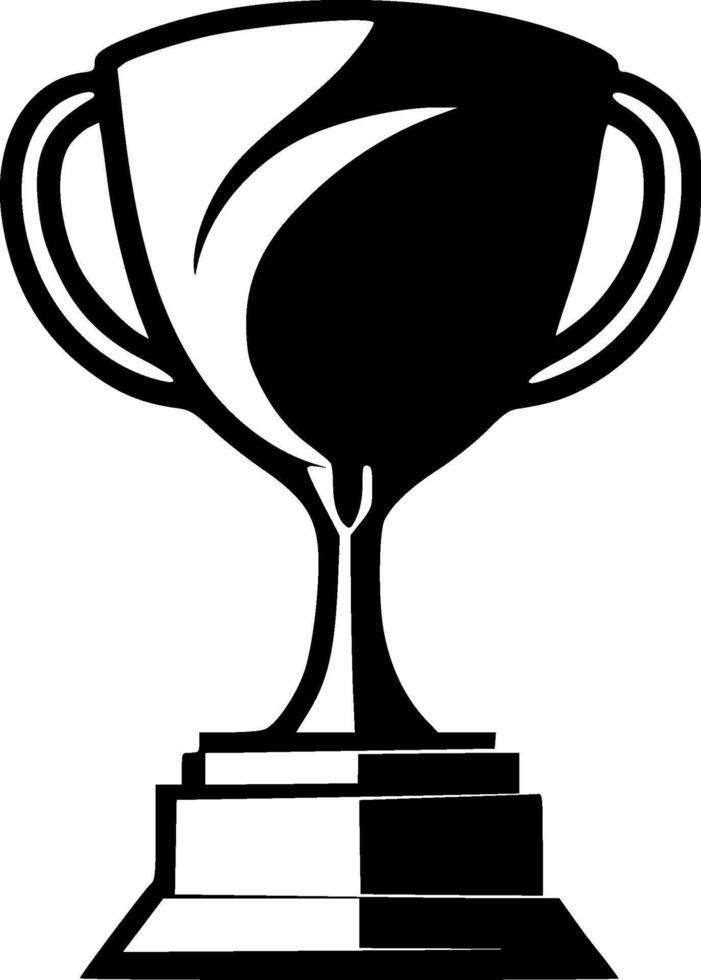 Trophy - Black and White Isolated Icon - illustration vector