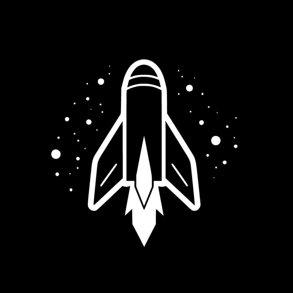Rocket, Black and White illustration vector