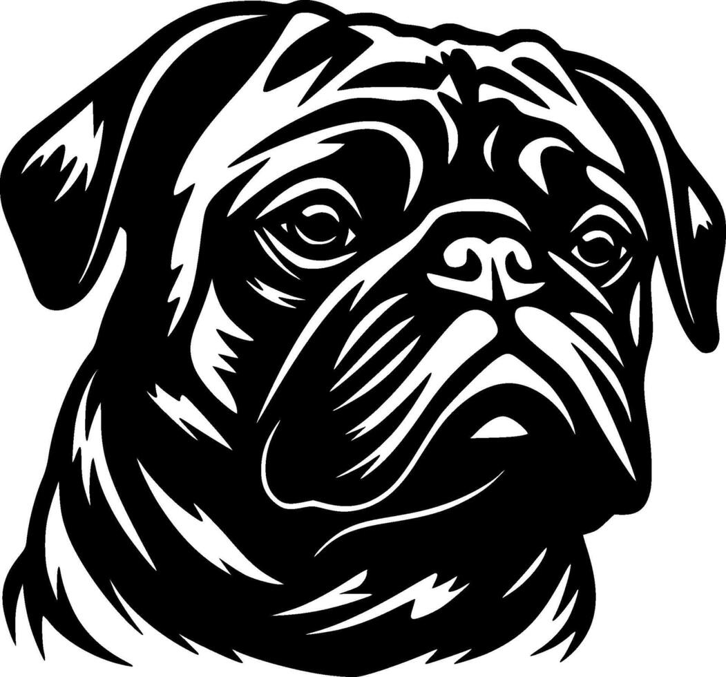Pug, Black and White illustration vector