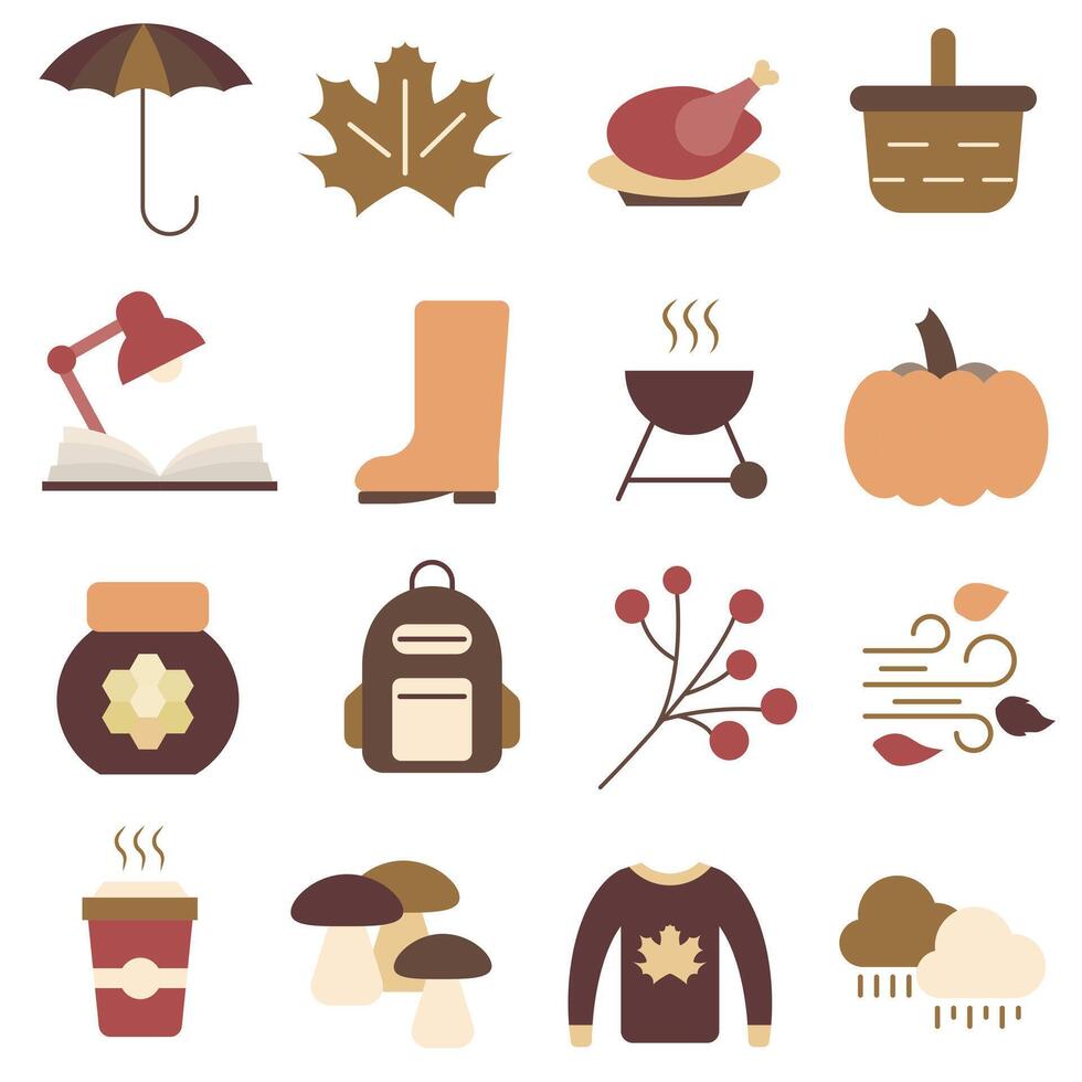 Set of autumn color icons. Autumn time. Set of autumn icons. vector