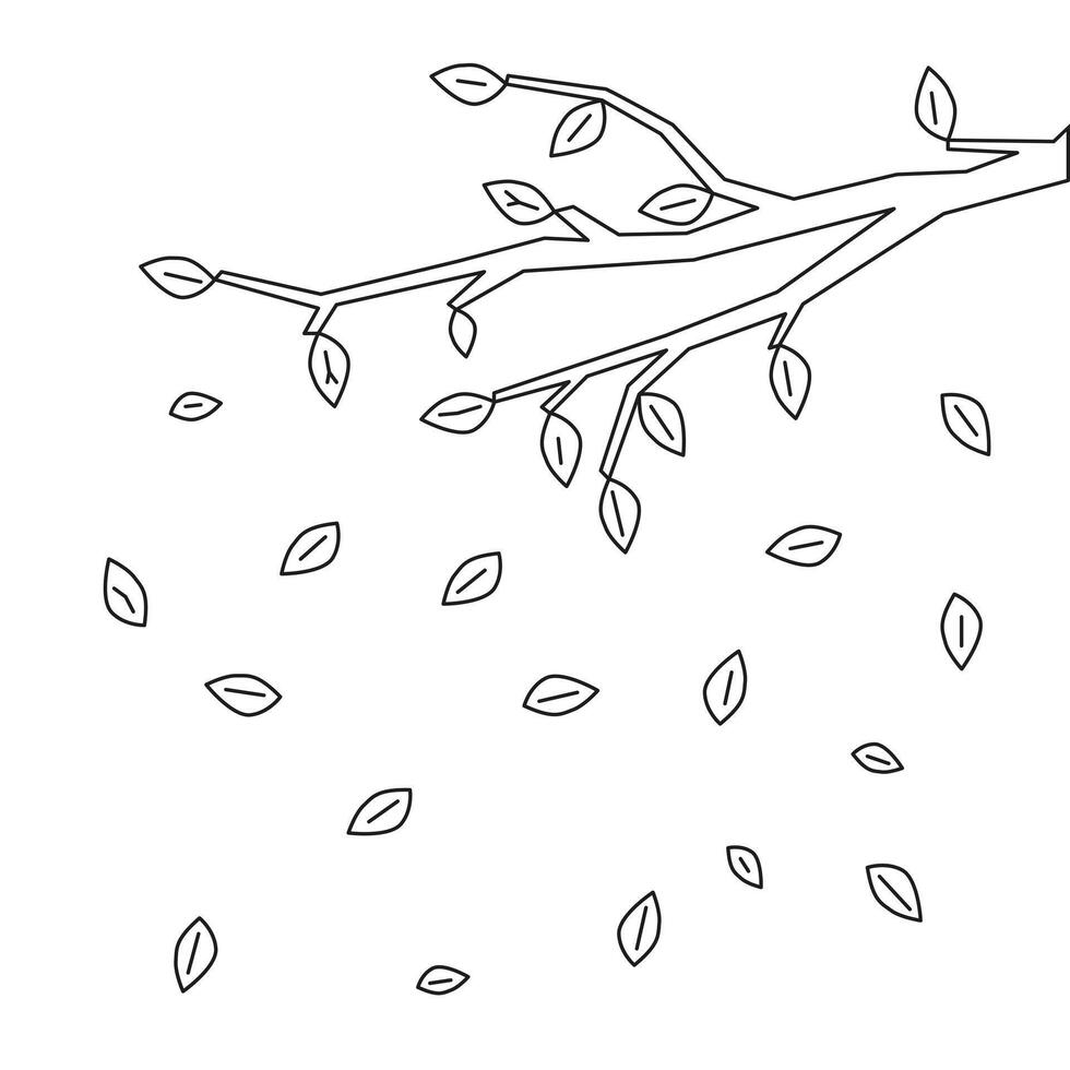 Autumn trees. Falling leaves. Autumn in a thin line. vector