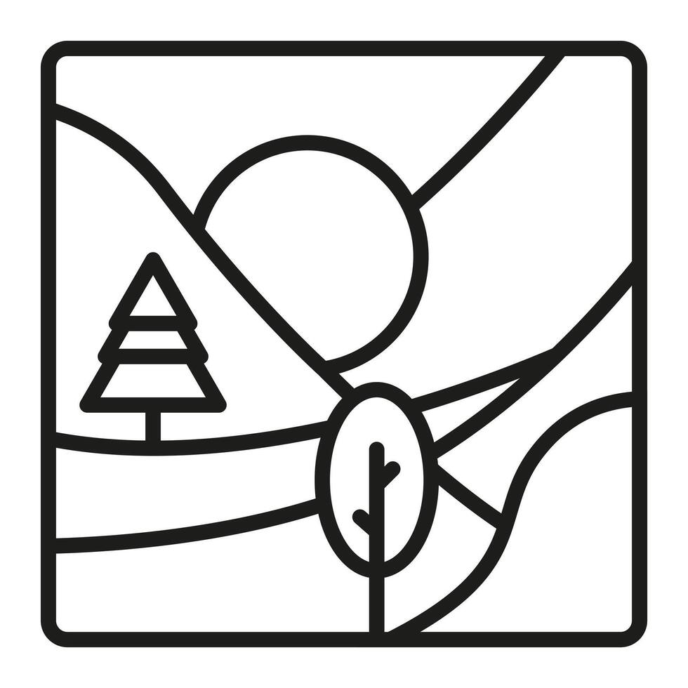 Abstract mountain landscape. The sun over the river and the mountains is a thin line. vector
