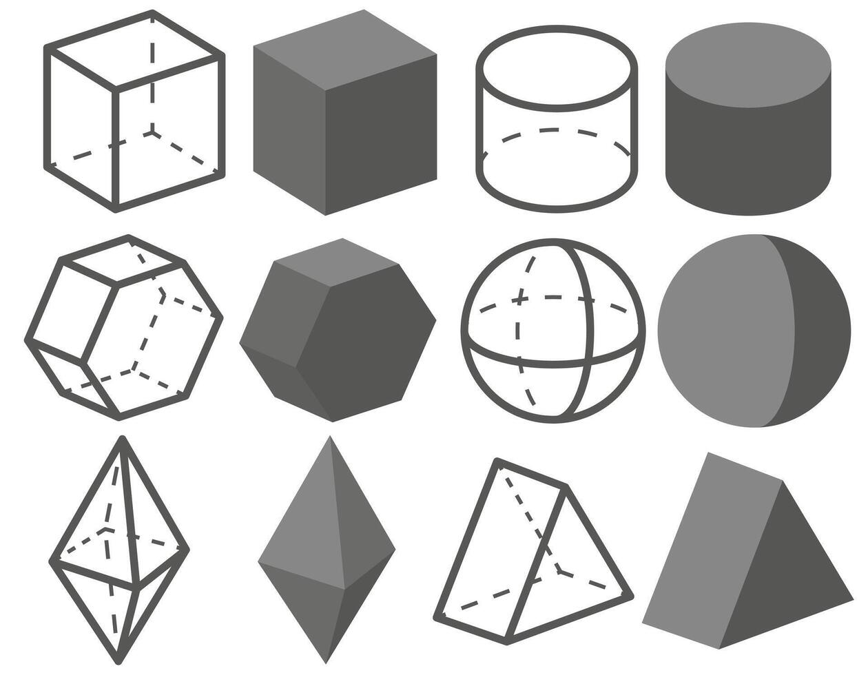 Set of cube icons and cube pattern balls. Isolated on white background. vector