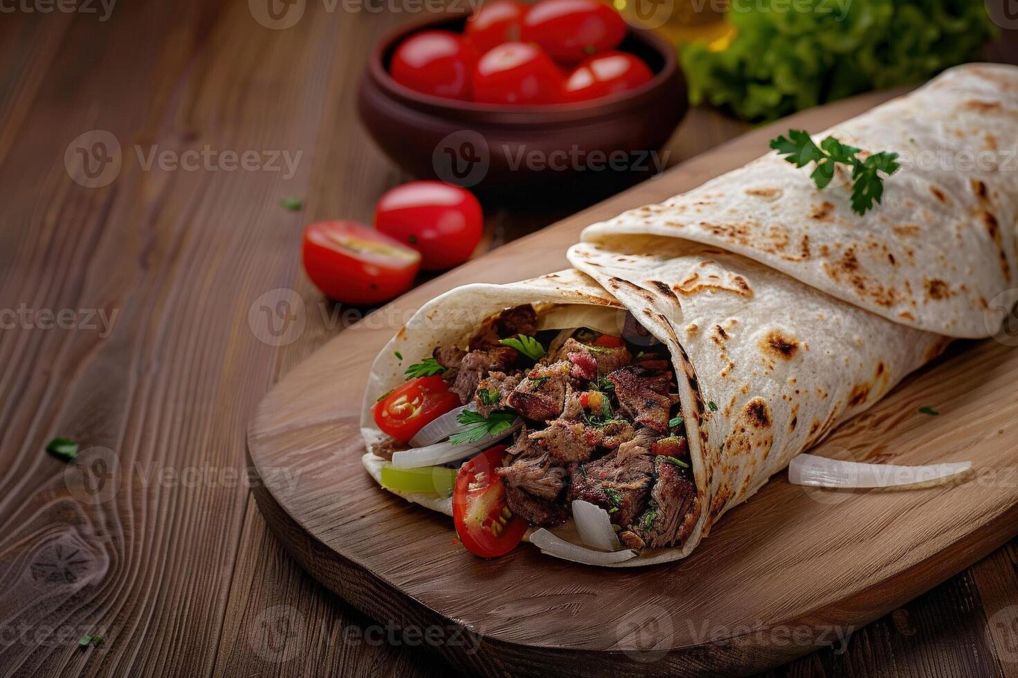 Close-up shot of fast food items. Beautiful simple AI image photo
