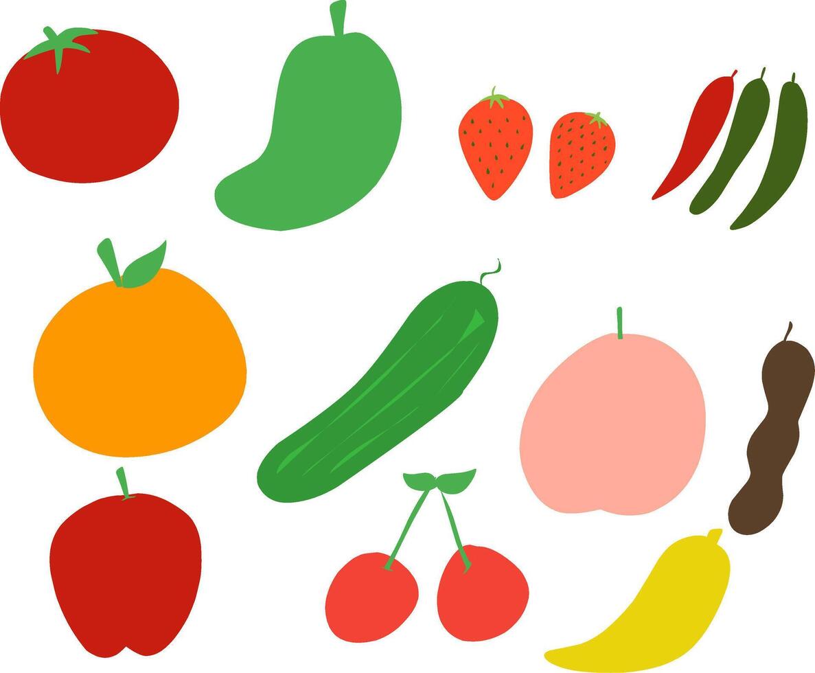 doodle fruit and vegetable illustration vector