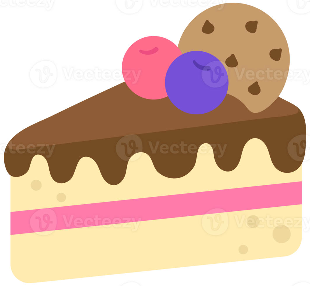 Kids hand drawn a piece of chocolate and strawberry cake png