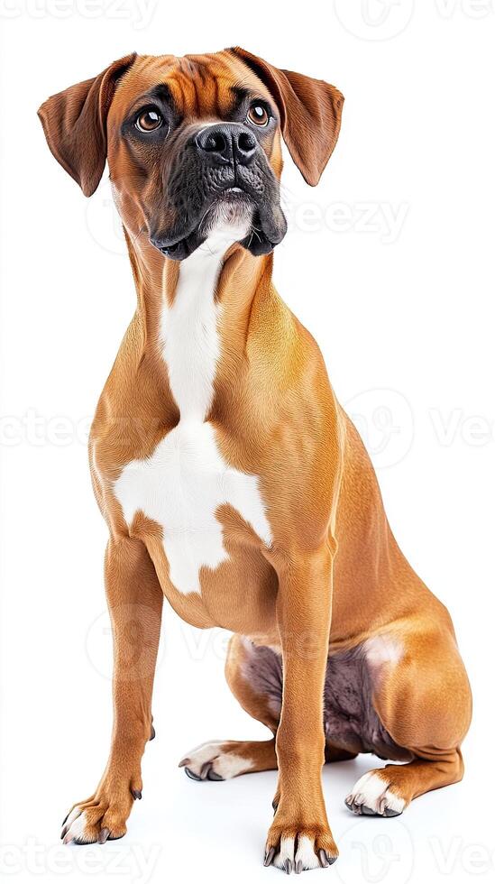 Boxer dog isolated on white background photo