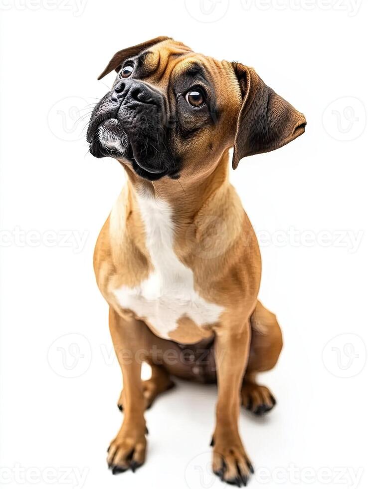 Boxer dog isolated on white background photo