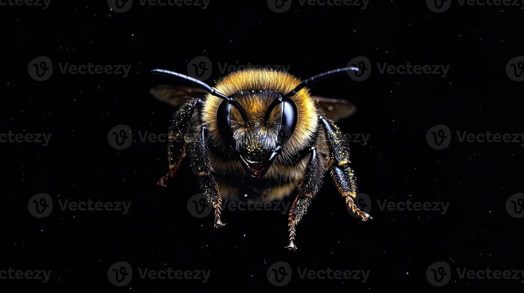 Bee isolated on black background photo