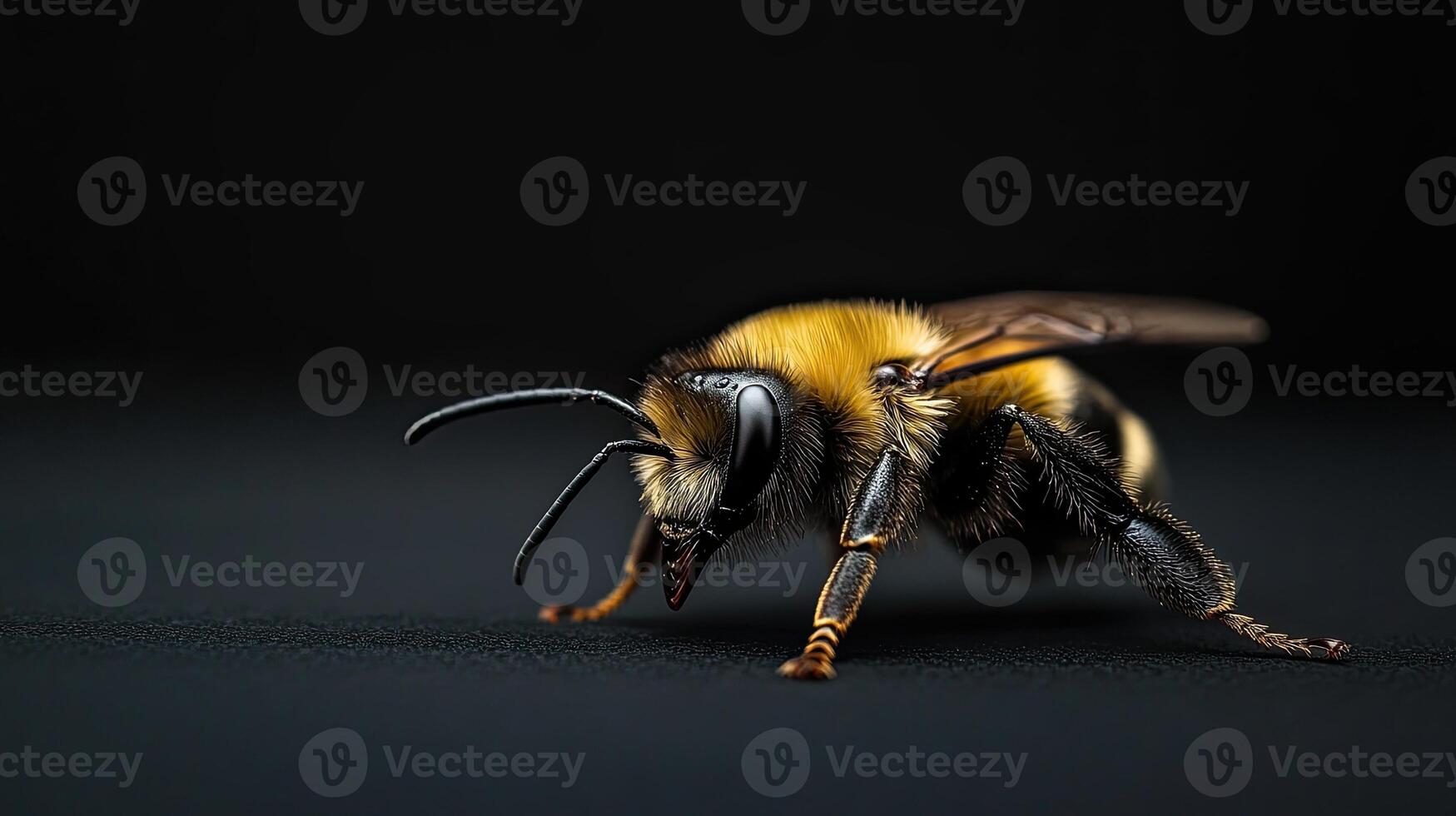 Bee isolated on black background photo