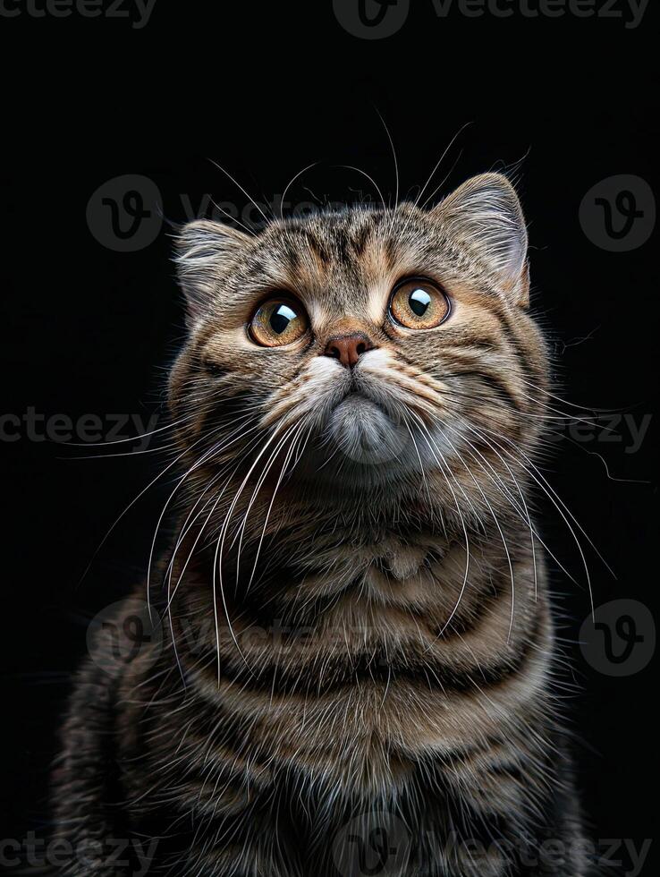 scottish fold cat isolated on black background photo