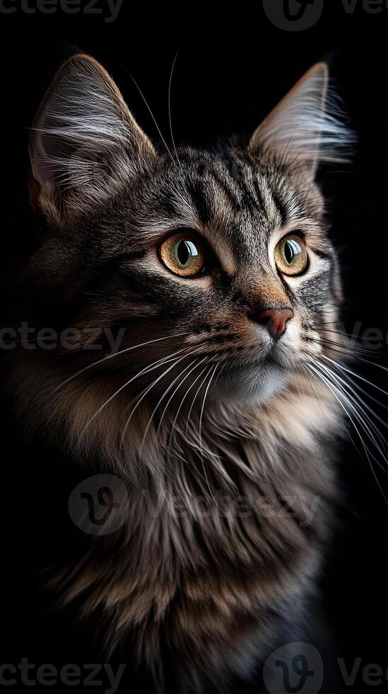 Norwegian Forest Cat isolated on black background photo