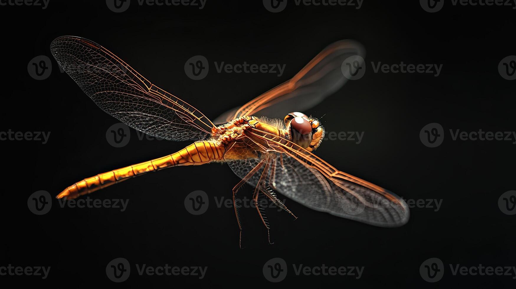 Dragonfly isolated on black background photo