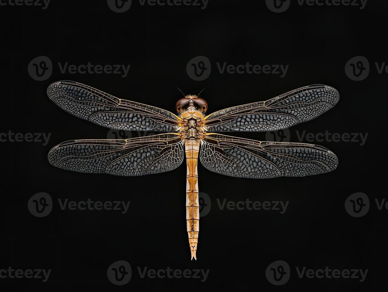 Dragonfly isolated on black background photo