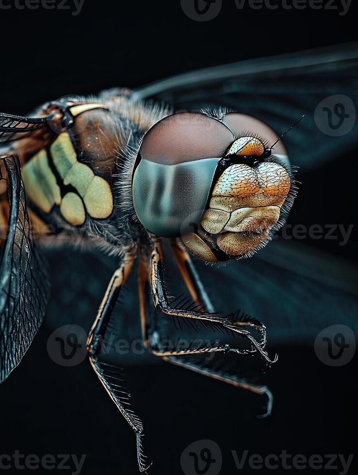 Dragonfly isolated on black background photo