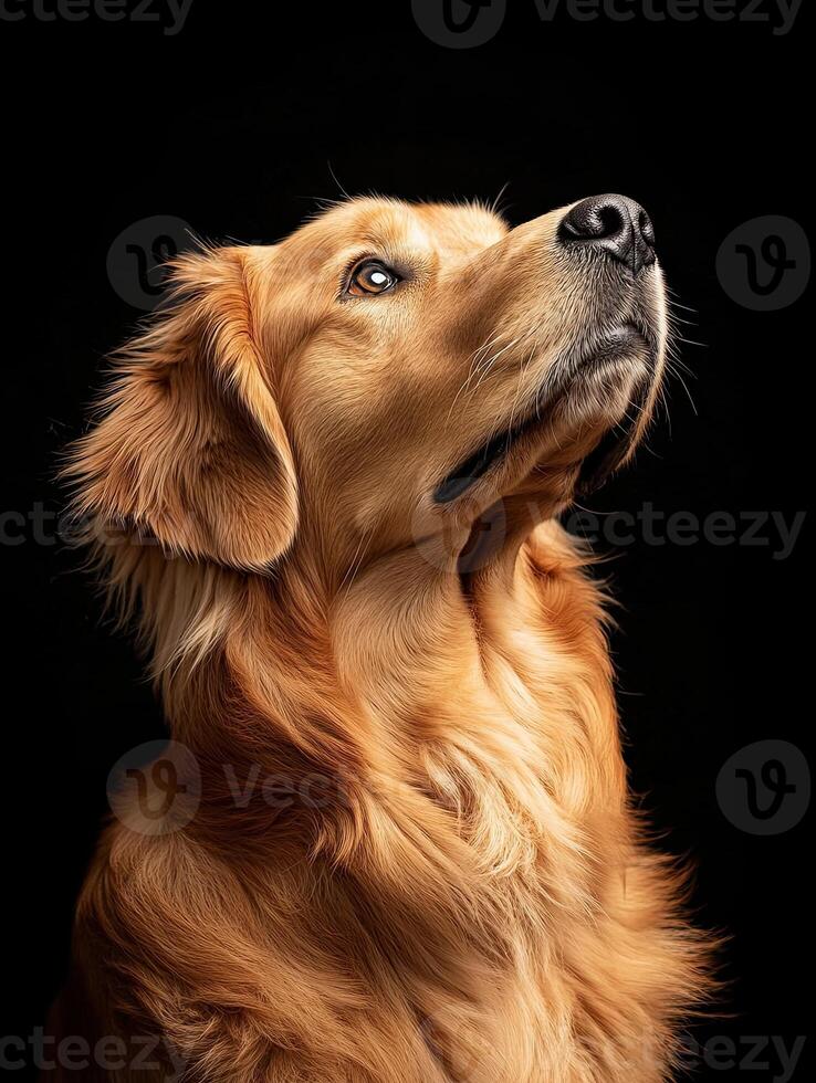 Golden Retriever dog isolated on black background photo