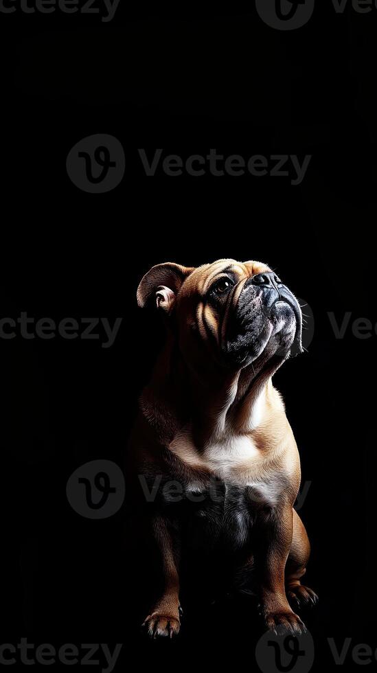 Bulldog isolated on black background photo
