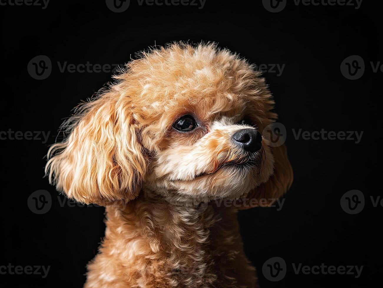 Poodle dog isolated on black background photo