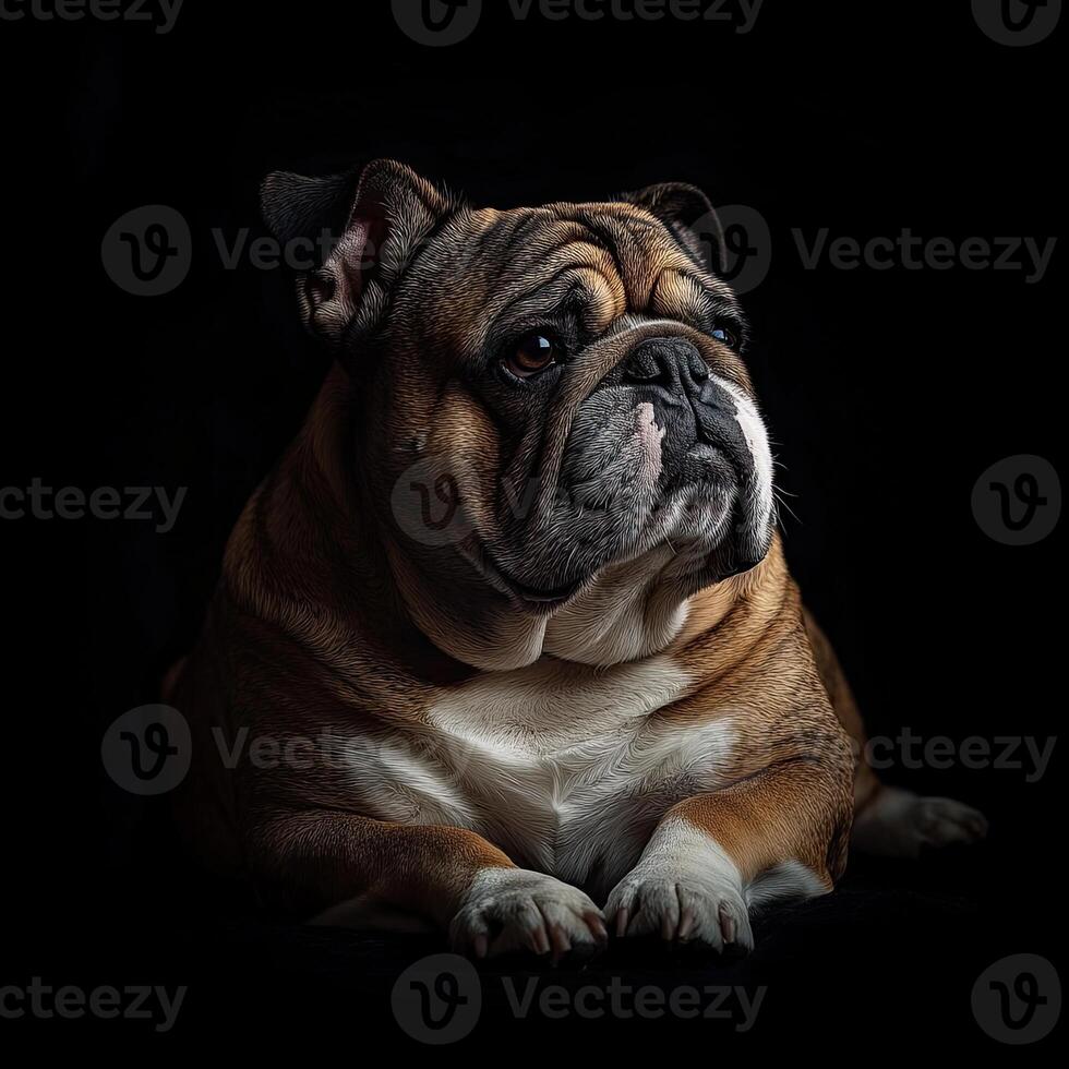 Bulldog isolated on black background photo