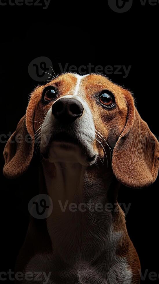Beagle dog isolated on black background photo