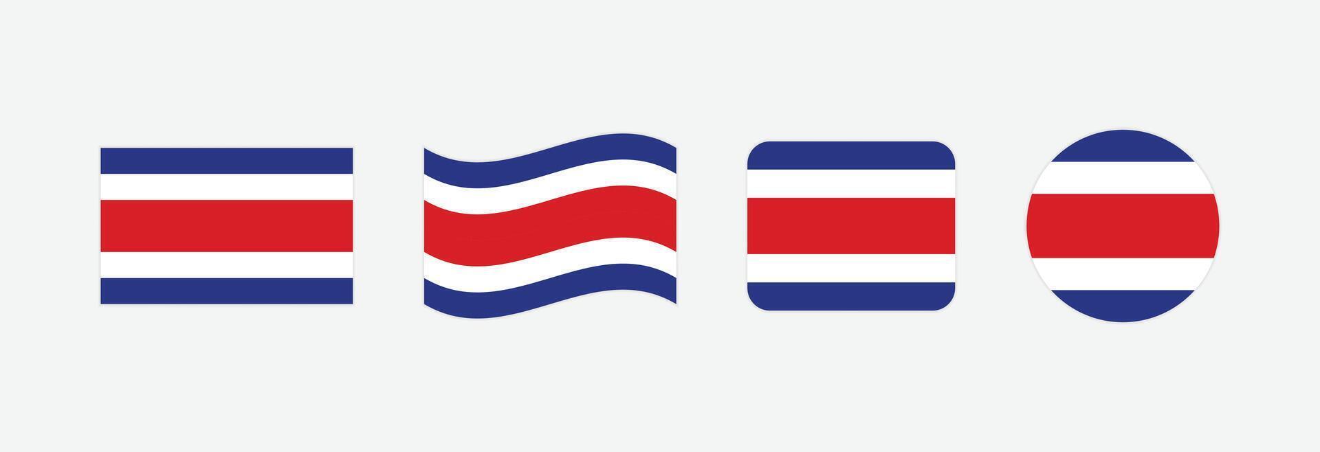 Costa Rica flag. Set of Costa Rica Flags Collection. vector