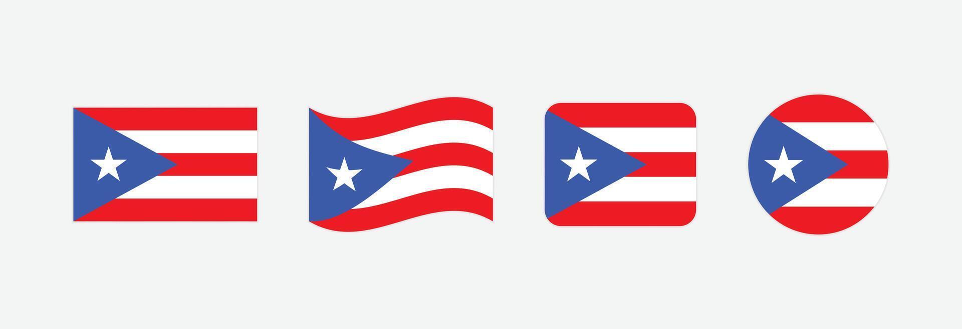 Puerto Rico flag. Set of Puerto Rico Flags Collection. vector