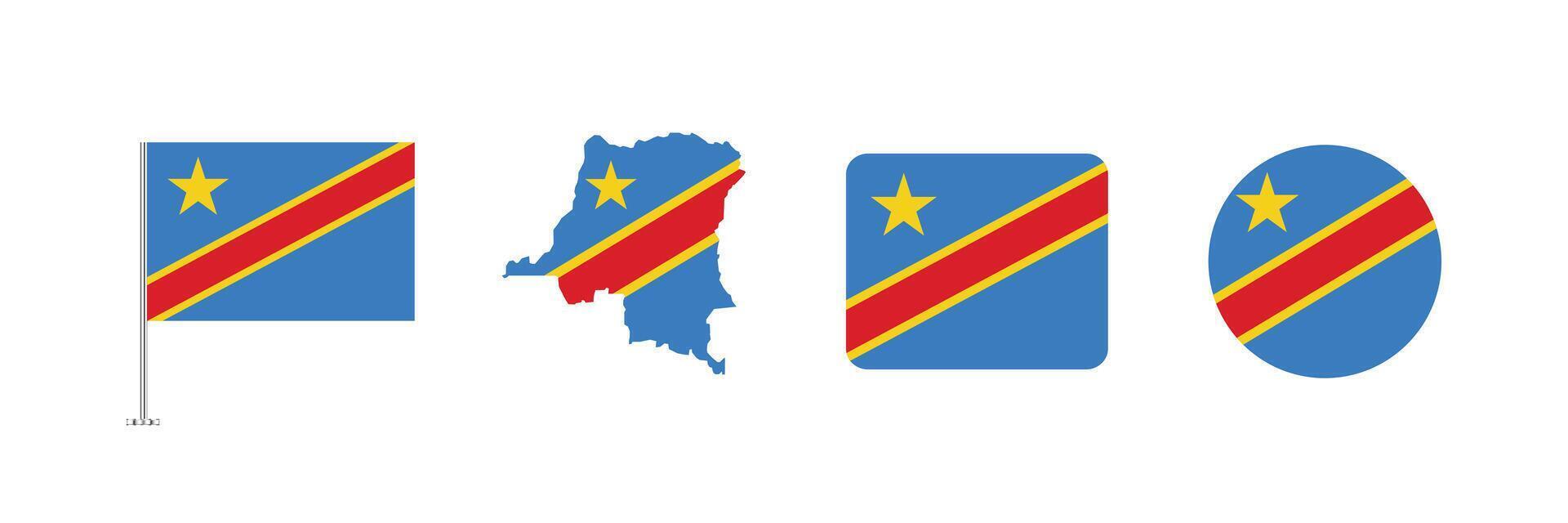 Democratic Republic of the Congo flag. Set of Democratic Republic of the Congo Flags Collection. vector
