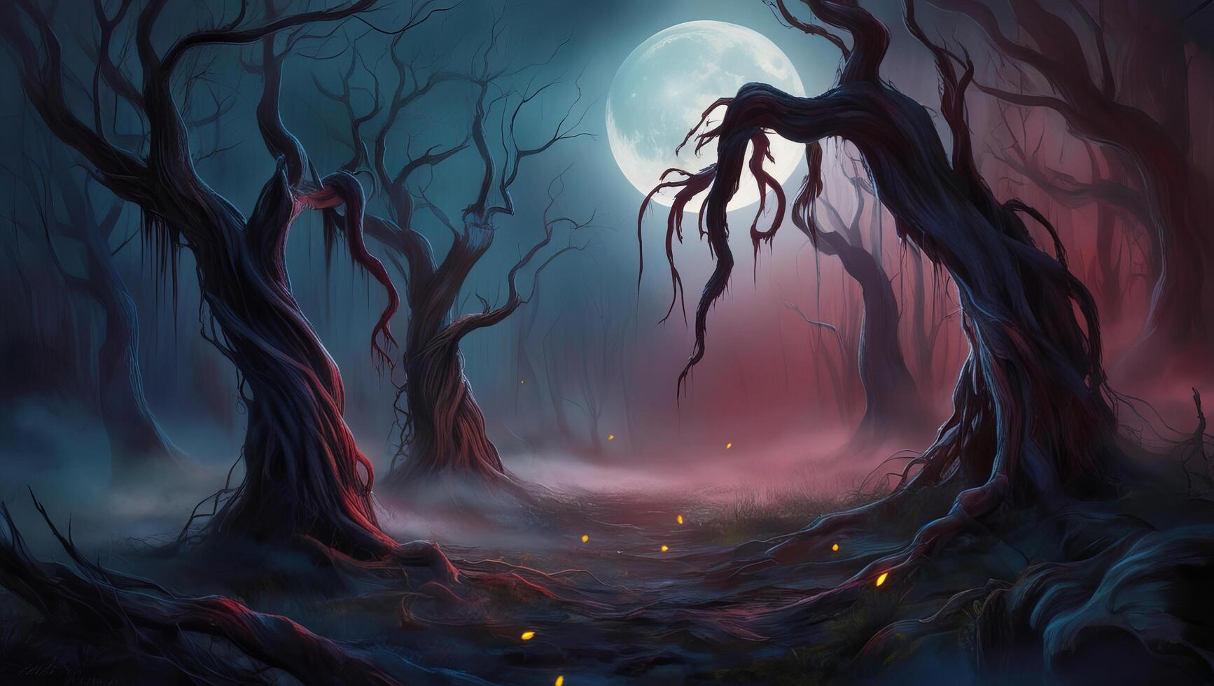 Haunting Mystical Forest A Stock Photo Capturing the Essence of Fear