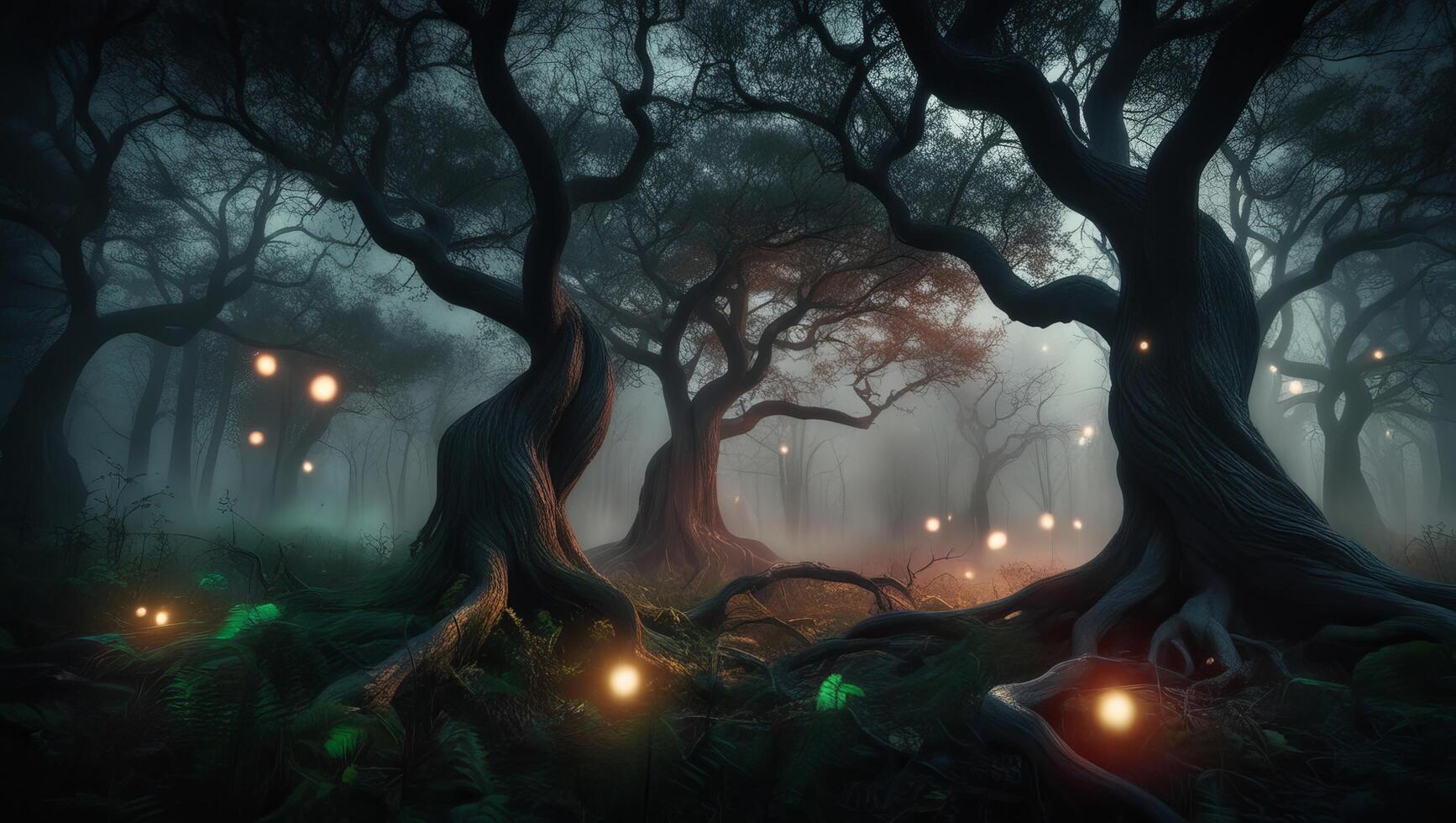Haunting Mystical Forest A Stock Photo Capturing the Essence of Fear