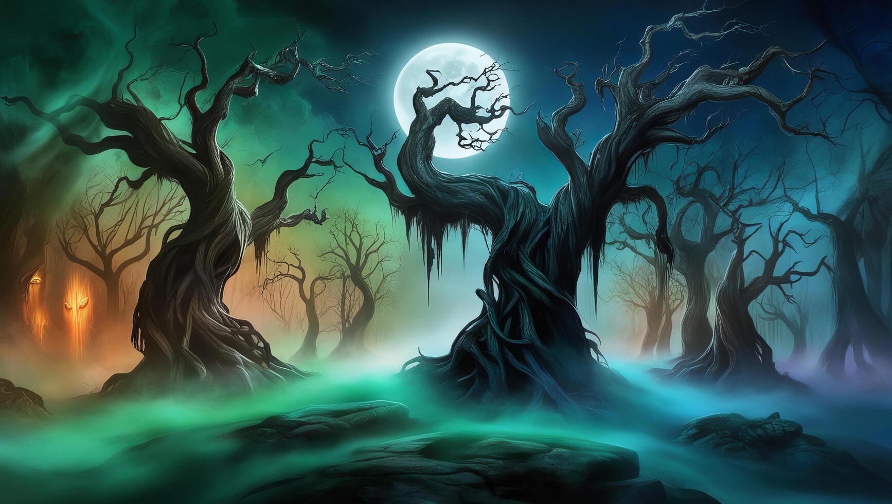 Haunting Mystical Forest A Stock Photo Capturing the Essence of Fear