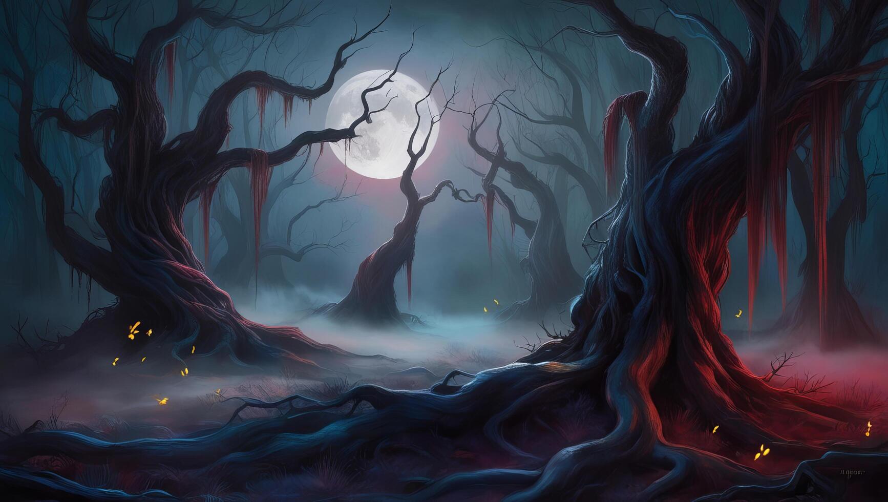 Haunting Mystical Forest A Stock Photo Capturing the Essence of Fear