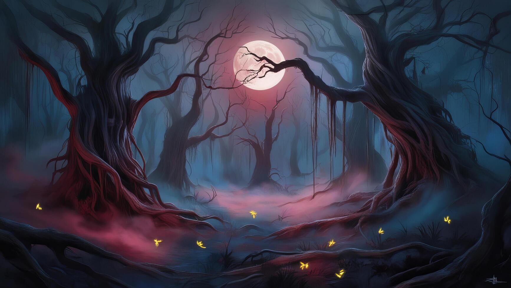Haunting Mystical Forest A Stock Photo Capturing the Essence of Fear