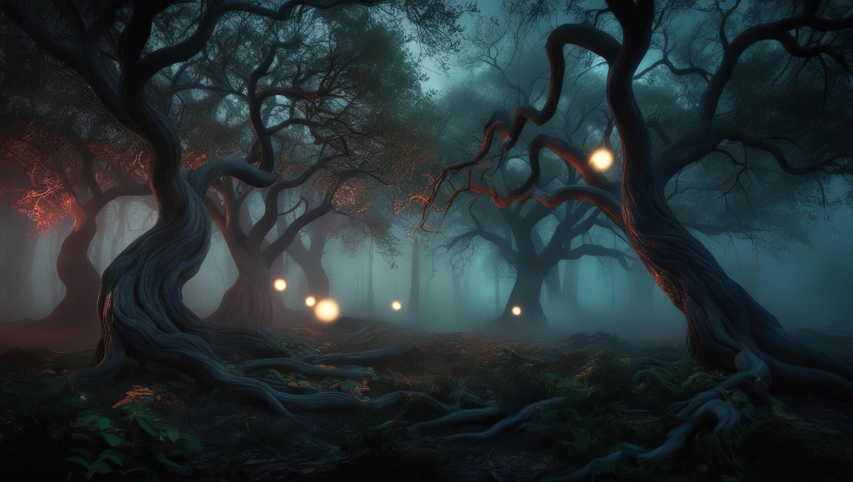 Haunting Mystical Forest A Stock Photo Capturing the Essence of Fear