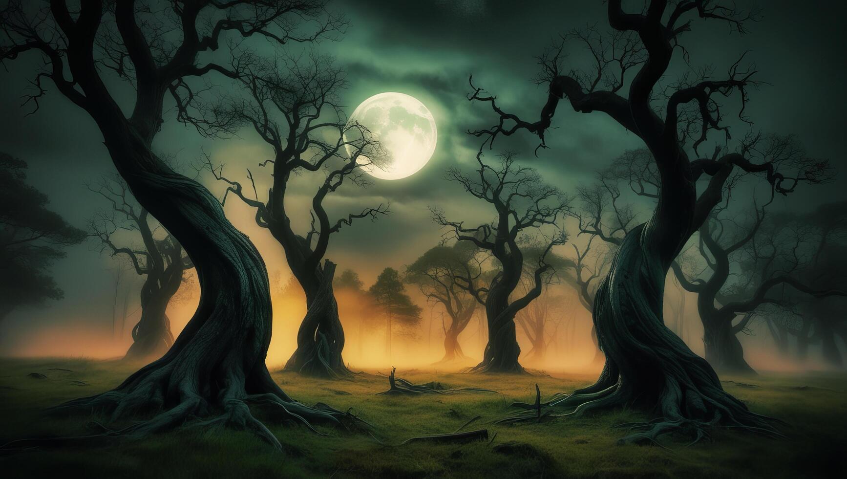 Haunting Mystical Forest A Stock Photo Capturing the Essence of Fear