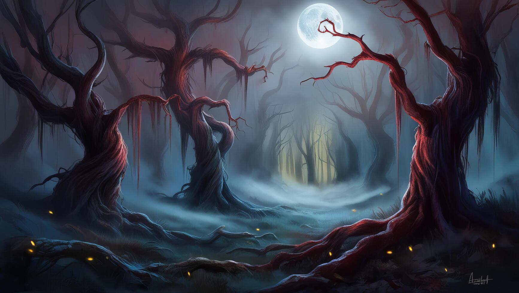 Haunting Mystical Forest A Stock Photo Capturing the Essence of Fear