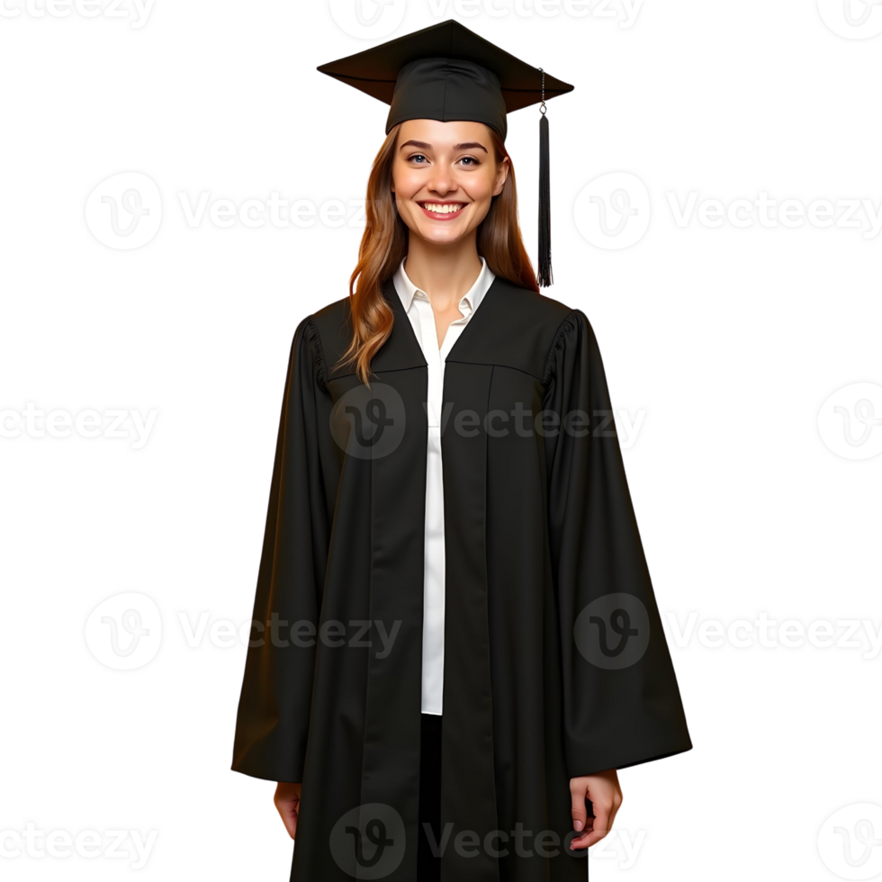 a graduate student in a graduation gown png